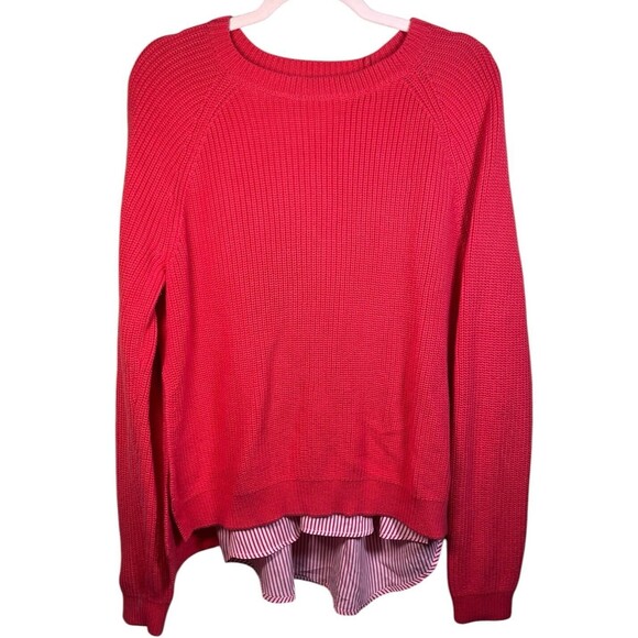 Lauren Ralph Lauren Womens Twofer Sweater‎ Large Striped Contrast Layered - Picture 1 of 10